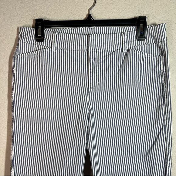 Old Navy Cropped Midi Wide Leg Pixie Pants Women's Size 6 Navy White Striped - Picture 2 of 8